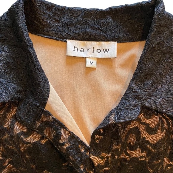 Mesh Lace Long Sleeve Button Down Blouse - Picture 9 of 11